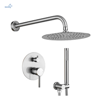 Système de douche à effet pluie mural - Robinet rond encastré CUPC avec technologie de mélangeur colonne
