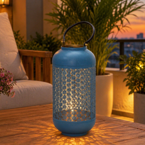 Vantage Premium forma redonda color turquesa diseño láser hogar decorativo linterna nuevo estilo linternas aspecto clásico vela linterna - Product Image 1