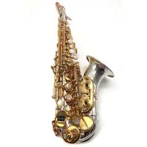 Saxophone soprano incurvé, laque en or, plaqué argent, marque chinoise, bonne son, 16mm