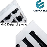 Grille de ventilation linéaire pour systèmes CVC 6x6'' avec 3 fentes et grille de régulation en alliage d'aluminium
