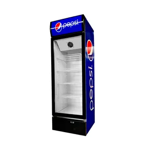 refrigerador para refrescos Suppliers-450L 1 puerta de vidrio de enfriamiento dinámico bebidas enfriador de pepsi refrigerador