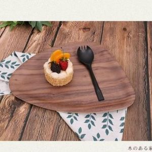 Wooden Triangular <b>Tray</b> Ash Black Walnut 28x22cm Elegant Serving For Hotel Bathroom Toiletries Cake <b>Dinner</b> - Product Image 4