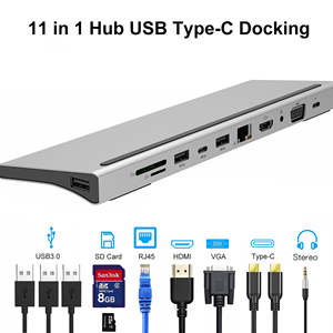 FARSINCE 11 in 1 Type C Hub Docking Station Type C to HDMI VGA Etherneter USB3.0 3.5mm Audio SD TF PD USB C 11 <strong>Port</strong> in 1 HUB - Product Image 5