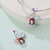 Fabricant de gros cuivre plaqué argent licorne princesse Clown grande roue pendentif Bracelet mode Zircon pour breloques
