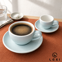 Ensemble tasse et soucoupe à café en porcelaine nordique, style moderne minimaliste, durable, pour restaurant et café, personnalisable, marque LEXI