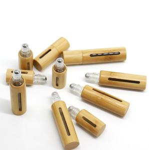 Top bán mắt kem 3ml 5ml 10ml Rỗng tre Trắng cuộn trên chai bằng gỗ nắp thủy tinh dầu nước hoa chai bằng gỗ - Product Image 4