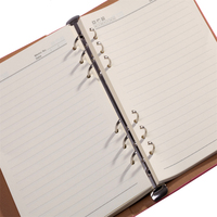 Classeur à 6 anneaux en spirale cachée avec impression de logo personnalisé Carnets de notes doublés de journal en cuir PU rose personnalisé avec reliure à feuilles mobiles