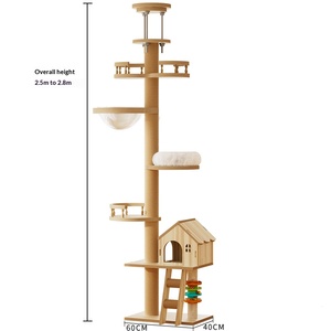 Floor to Ceiling Cat Tree House Wooden Cat Tree Tall Climbing <b>Frame</b> Scratching Post <b>Large</b> Cat Tree - Product Image 1