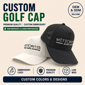 Tactical Performance 5 Panel Golf <b>Cap</b> Custom Embroidery Logo Low MOQ OEM Laser Perforated <b>Quick</b> <b>Dry</b> Waterproof Athletic Headwear - Product Image 1