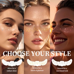 Pegatinas de Tatuajes Faciales con Purpurina, Parches Metálicos Temporales para Maquillaje, Resistentes al Agua, Accesorios de Belleza para Fiestas y Festivales - Product Image 2