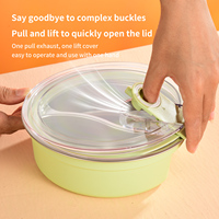 Boîte à lunch bento mignonne en acier inoxydable 304, design à double compartiment, couvercle en plastique, capacités de 720 ml/920 ml pour les cantines scolaires