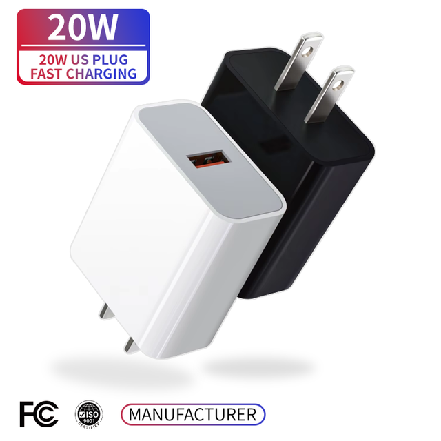 Universal 20W Fast Charging USB Wall Charger US/EU Plug Custom Logo ABS Material for Mobile Phones Camera-Bulk Factory Wholesale