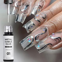 Gel de Peinture Métallique Super Brillant 5ml Effet Chrome Rose Gold Argent Miroir pour Dessin et French Manucure - Vernis à Ongles Nail Art