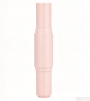 Tube de brillant à lèvres vide double embout personnalisable 3,8 g, contenant de rouge à lèvres rose, capuchon à vis transparent, emballage cosmétique en ABS