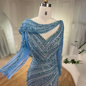 Abiti da sera blu sirena con perline color argento nero nero su misura collina <span class=keywords><strong>sereno</strong></span> 2024 LA70752L - Product Image 4