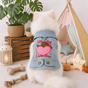 PETCIRCLE Pet Circle - Chaqueta Vaquera sin Mangas para Perros y Gatos, Diseño Lindo de Primavera/Verano para el Día de San Valentín - Product Image 1