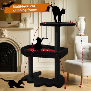 Torre de árbol de gato grande de estilo gótico con plataforma de escalada de condominio de gato integrada para diseño de ahorro de espacio interior <span class=keywords><strong>Halloween</strong></span> al por mayor - Product Image 5