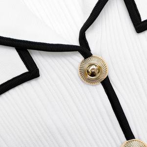 Robe Courte Tricotée Élégante Printemps 2025 pour Femme, Style Formel, Col Chemise, Volants et Plis, Coupe Fourreau - Product Image 3