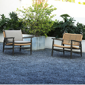 Fauteuil de jardin en teck moderne et écologique, résistant aux intempéries, avec corde PE tressée, confortable et durable, pour la relaxation et la récupération, chaise de patio - Product Image 3
