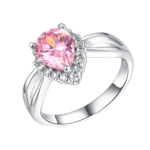 Fashion <strong>Claw</strong> <strong>Setting</strong> Split Design Pink Sapphire Zircon <strong>Stone</strong> Engagement Bands or Prong Women Rings - Product Image 1