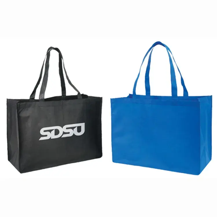 Ticaret gösterisi olmayan dokuma çanta, ucuz ve yüksek kaliteli kullanımlık alışveriş çantası, dokuma olmayan bez çanta özelleştirilebilir üzerinde Logo