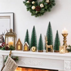 Decoraciones Navideñas, Mini Árbol de Abeto Artificial, Agujas de Pino, Adorno de Escritorio Interior, Nieve Artificial, Pequeña Decoración para Mesa de Hogar u Oficina - Product Image 3