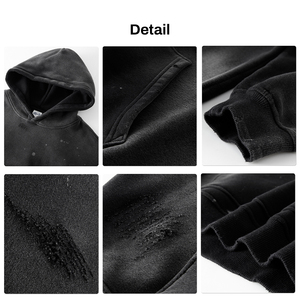 Sweat à capuche unisexe pour homme en coton lourd vintage uni respirant ample pour l'hiver - Product Image 3