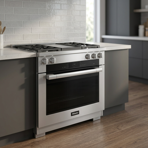 Clearance Sale HR 1936-3 G DF GD 36 Dual Fuel <b>Range</b> Natural Gas 4 Burners Griddle Electric Power Freestanding Installation Oven - Product Image 2