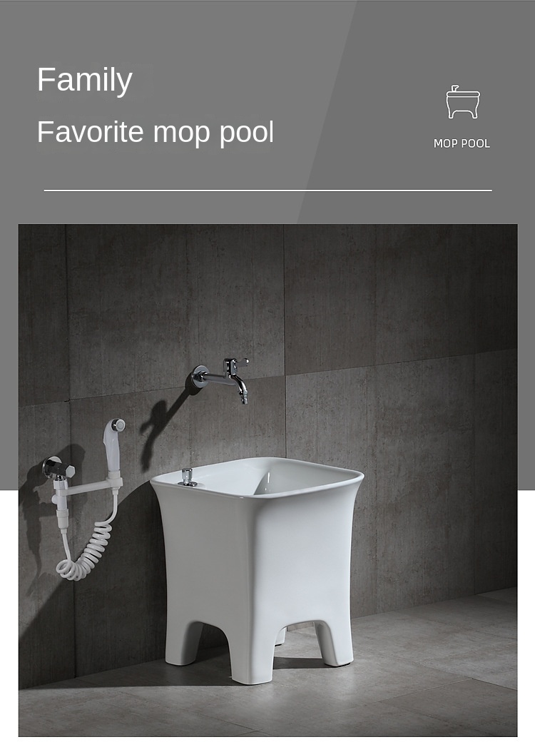 Miniature mop basin balcony ceramic mop basin household bathroom mop trough basin bucket