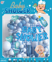 Bleu blanc garçon bébé douche fête décorations fournitures Latex couleur ballon ensembles guirlande arc Kit