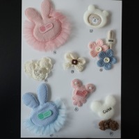 Appliques en tissu 3D rembourrées faites à la main aux tons neutres, motifs animaux de dessin animé mignons brodés pour vêtements d'enfants, chapeaux et accessoires pour cheveux