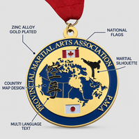 Médaille de karaté personnalisée en émail dur, alliage de zinc, plaqué or, pour championnat d'association d'arts martiaux, logo, tournoi sportif