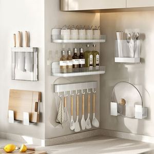2026 High Quality <b>Kitchen</b> Ware Set Plastic <b>Storage</b> Box Wall-Mounted <b>Kitchen</b> <b>Storage</b> Holder Shelves - Product Image 2