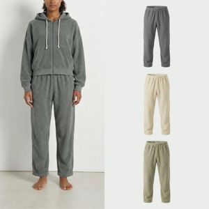 กางเกงวอร์มผ้าเทอร์รี่คอตตอน 100% ทรงขากว้างหลวมสบายสำหรับผู้หญิง เอวยางยืด นุ่มสบาย มีกระเป๋า สไตล์วินเทจ เอวสูง - Product Image 1