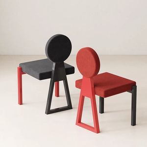 Modern Designer Dining Chair Upholstered Red Black Adult Use - Product Image 1