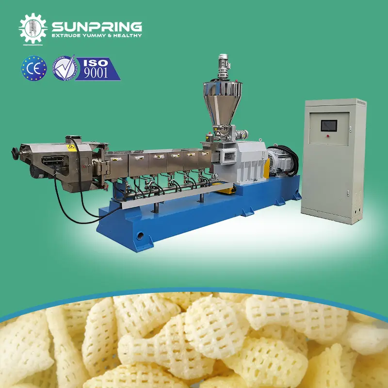 SunPring 2d and 3d chips pellet production line 3 d fryums pallet machine fried pallets snack food production line