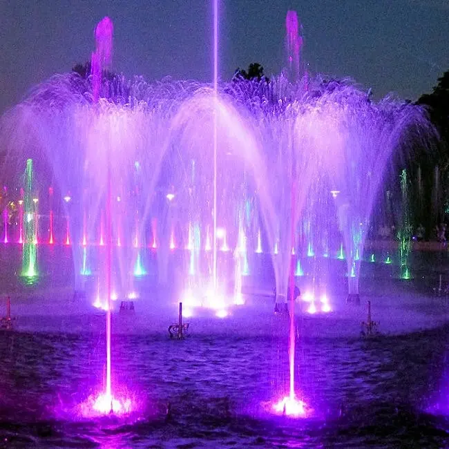 Nuevo diseño al aire libre jardín Led luz flotante baile agua música fuente para Decoración