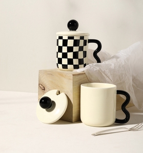High Quality Wholesale Mug Gift Ceramic Set Basic Style Striped Black White Unique Ceramic Coffee Mugs - Product Image 1