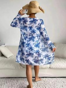 Verano playa String Bikini traje de baño ropa de playa Mujer traje de baño playa cintura alta cubrir conjunto de 3 piezas Vestido de playa - Product Image 4