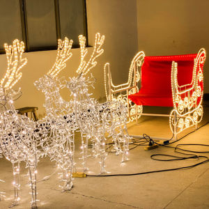 Charge de traîneau de père Noël lumière chaude adultes/6m renne illuminé <span class=keywords><strong>et</strong></span> traîneau/traîneau de Noël de renne éclairé grandeur nature - Product Image 1