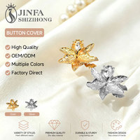 JFRB232 penutup tombol mode warna emas wanita, bunga mutiara kristal logam antik