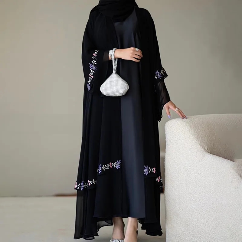 2024 vêtements islamiques robe premium ouvert boutons personnalisés ouvert abaya femmes robe musulmane
