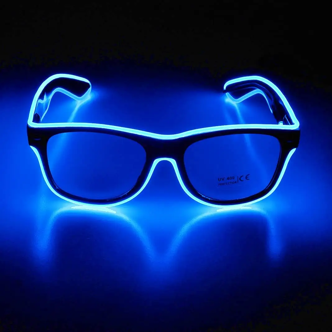 엘 와이어 네온 레이브 안경 글로우 깜박이 LED 선글라스 의상 파티