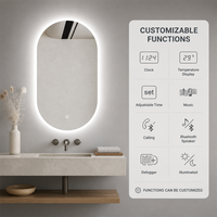 Miroir de salle de bain LED ovale sans cadre avec éclairage arrière doux, commande tactile, miroir mural OEM ODM pour villa, hôtel, achat en gros