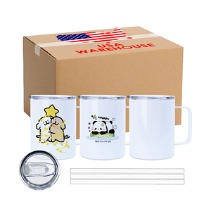 USA RTS 25 Pack 12 Oz Sublimation Coffee Mug Blanks With Handle Stainless Steel White Sublimation Coffee Tumbler