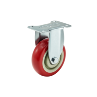 Roue pivotante robuste de 4 pouces en PP rouge avec roulement à billes, résistante à l'usure, avec double frein et fixation sur plaque pivotante