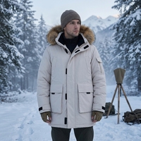 Manteau d'hiver épais et chaud, veste coupe-vent unisexe mi-longue pour l'extérieur avec capuche doublée de fourrure