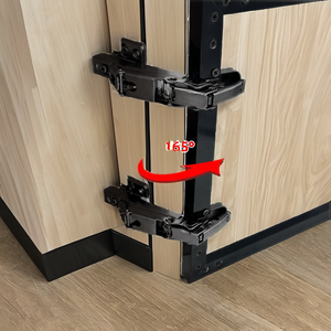 Modern Steel Frame Glass Door Soft Closing Hinge 165 Opening Angle Gun-Black Finish for Hotel <b>Corner</b> <b>Cabinets</b> - Product Image 2