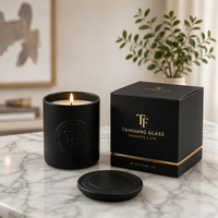 Pot à bougie vide en céramique noire pour décoration intérieure, 8oz 10oz, récipient à bougie, bougeoir de luxe avec couvercle