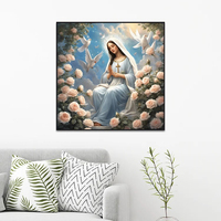 Peinture Diamant 5D Religion Fleurs Colombe Blanche Vierge Marie Peinture Diamant DIY Artisanat Artistique